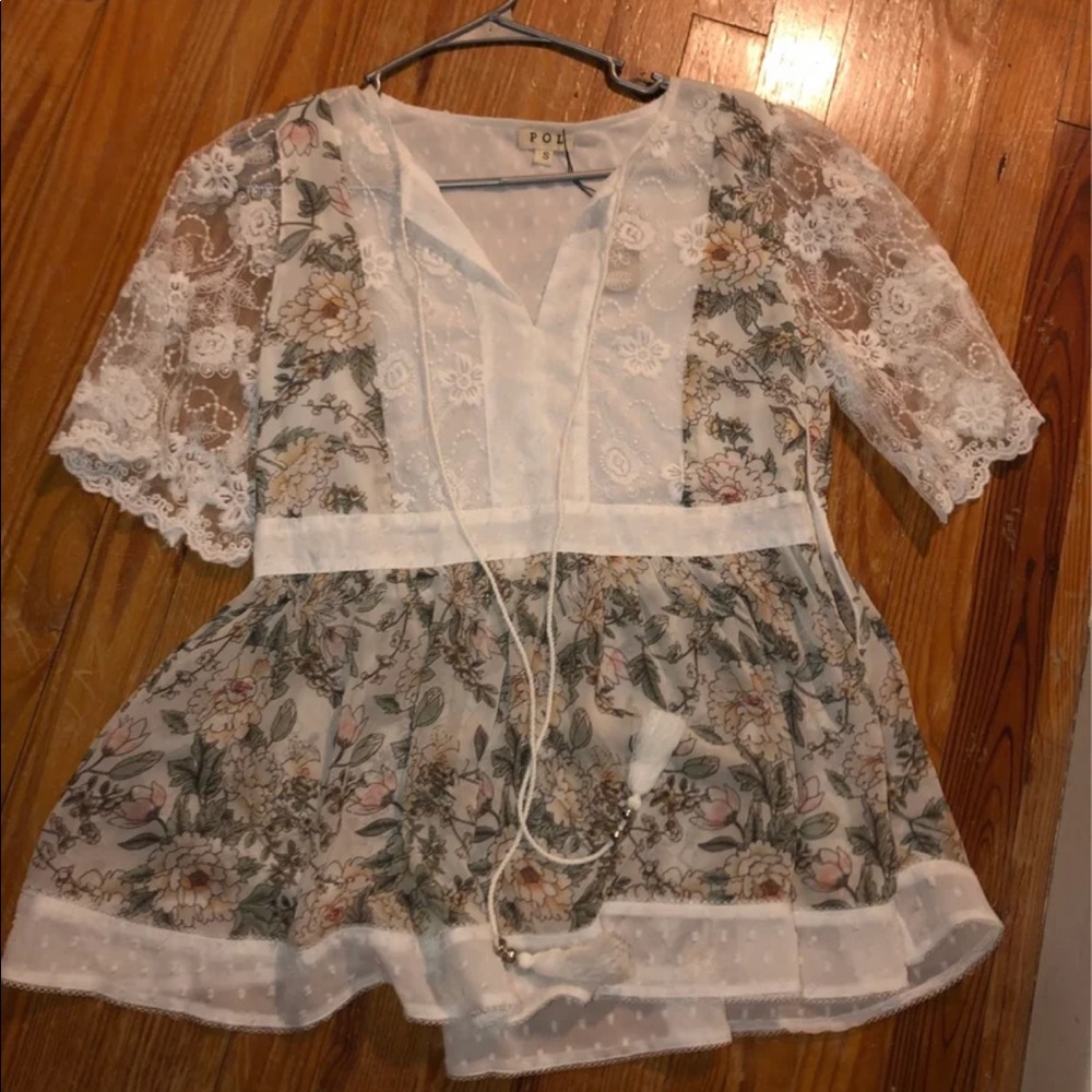 Boutique floral and lace shirt